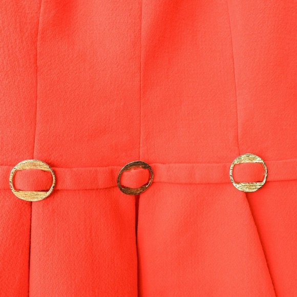 VINTAGE Red Dress Small Red Flared Wool Buckle Parisian ALAIN ARNAUD VHTF RARE - Picture 8 of 13